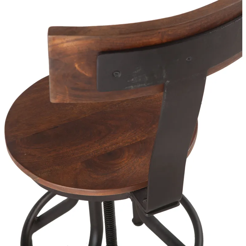 Industrial Modern 15" Adjustable Stool in Walnut