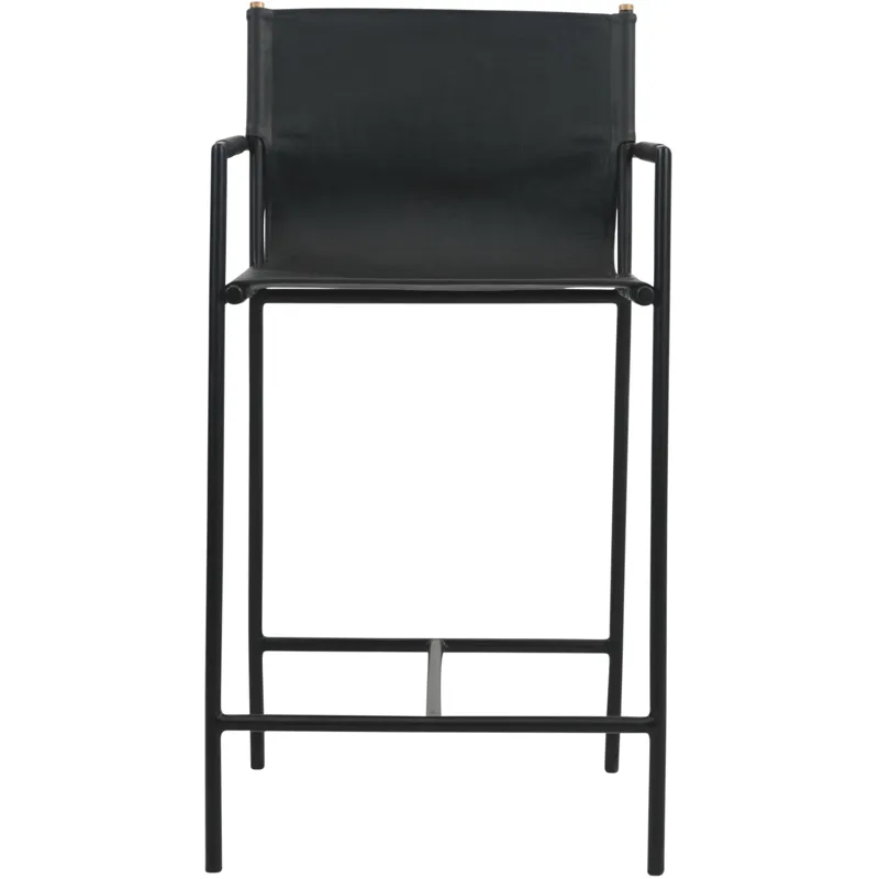 Irvine 20" Counter Armchair in Black Leather and Iron