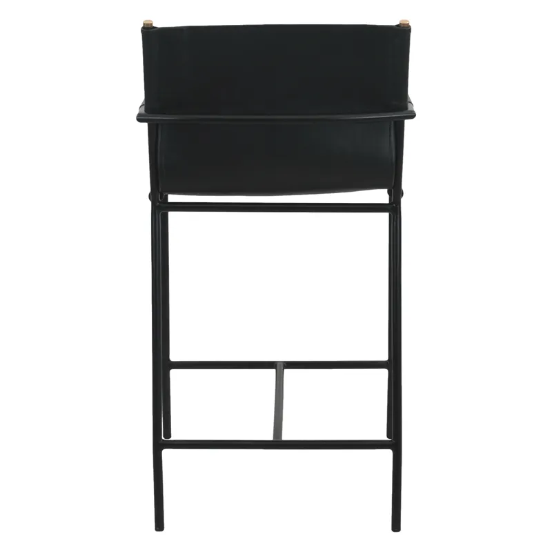 Irvine 20" Counter Armchair in Black Leather and Iron
