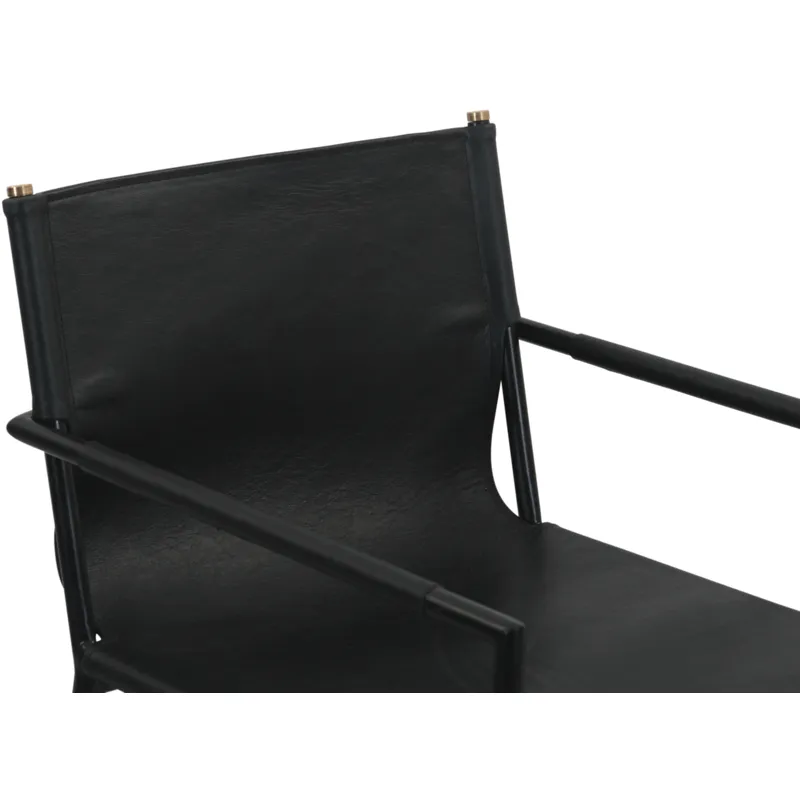 Irvine 20" Counter Armchair in Black Leather and Iron