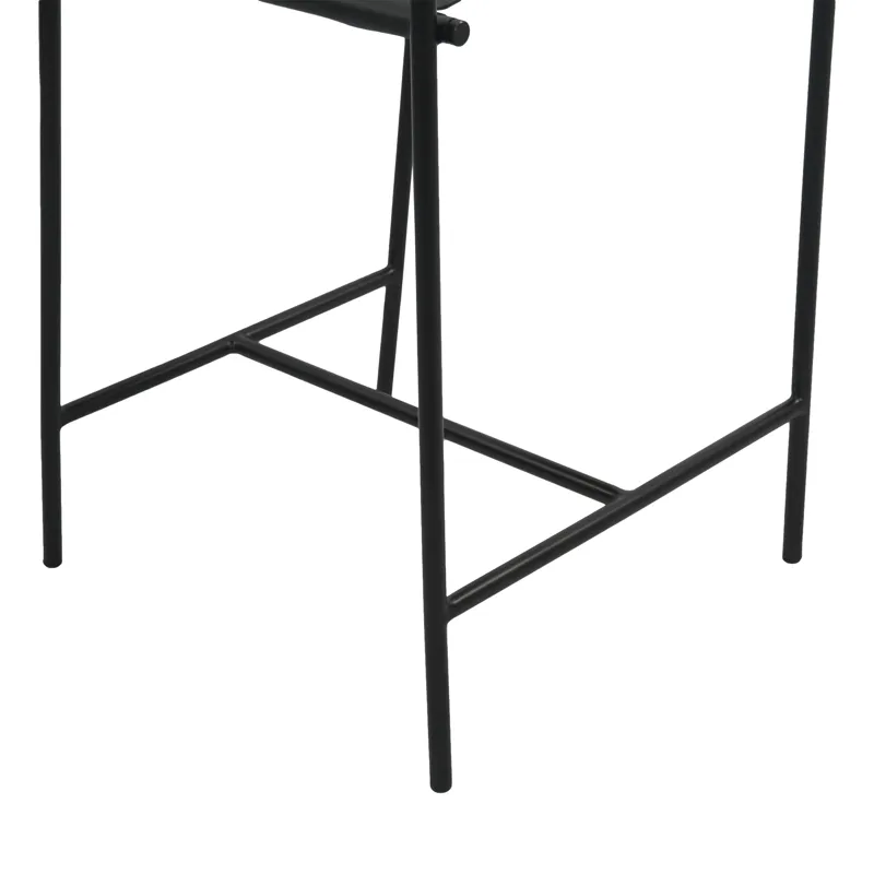 Irvine 20" Counter Armchair in Black Leather and Iron