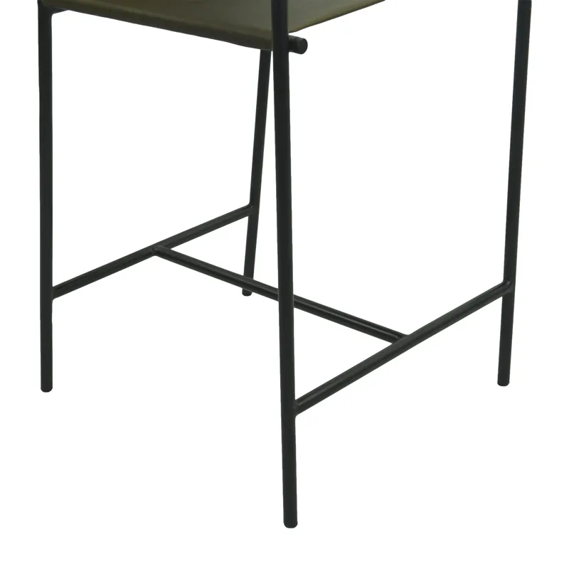Irvine 20" Counter Armchair in Olive Green Leather and Iron