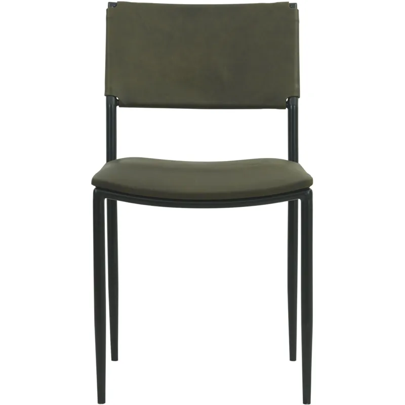 Irvine 18" Dining Chair Olive Green Leather and Iron