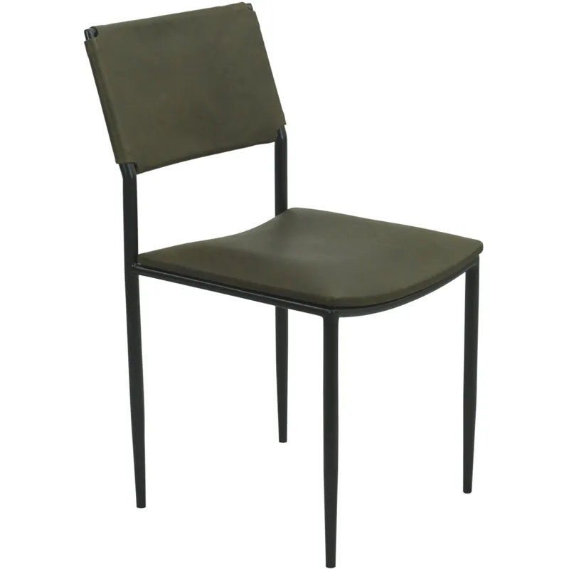 Irvine 18" Dining Chair Olive Green Leather and Iron