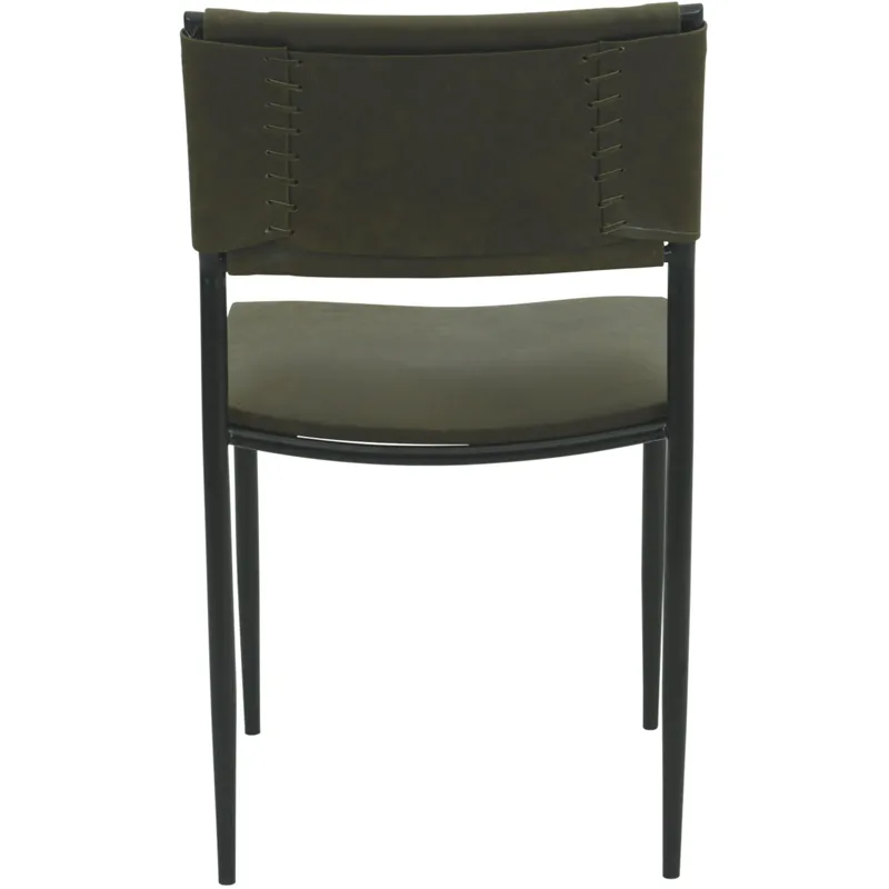 Irvine 18" Dining Chair Olive Green Leather and Iron