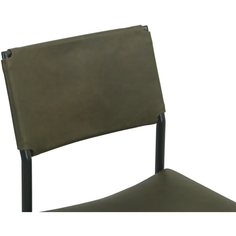 Irvine 18" Dining Chair Olive Green Leather and Iron