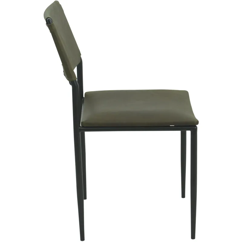 Irvine 18" Dining Chair Olive Green Leather and Iron