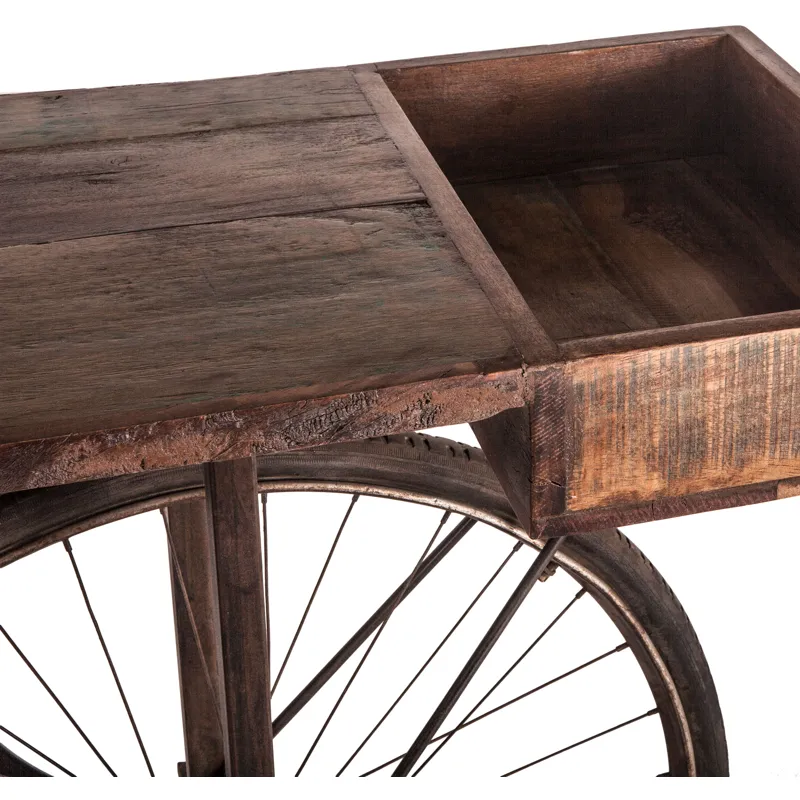 Industrial Teak 71" Bicycle Console Table in Walnut