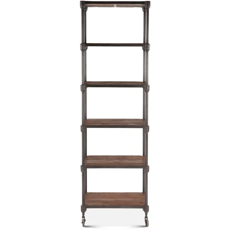 Industrial Teak 80" Wheeled Bookshelf in Natural Reclaimed Wood