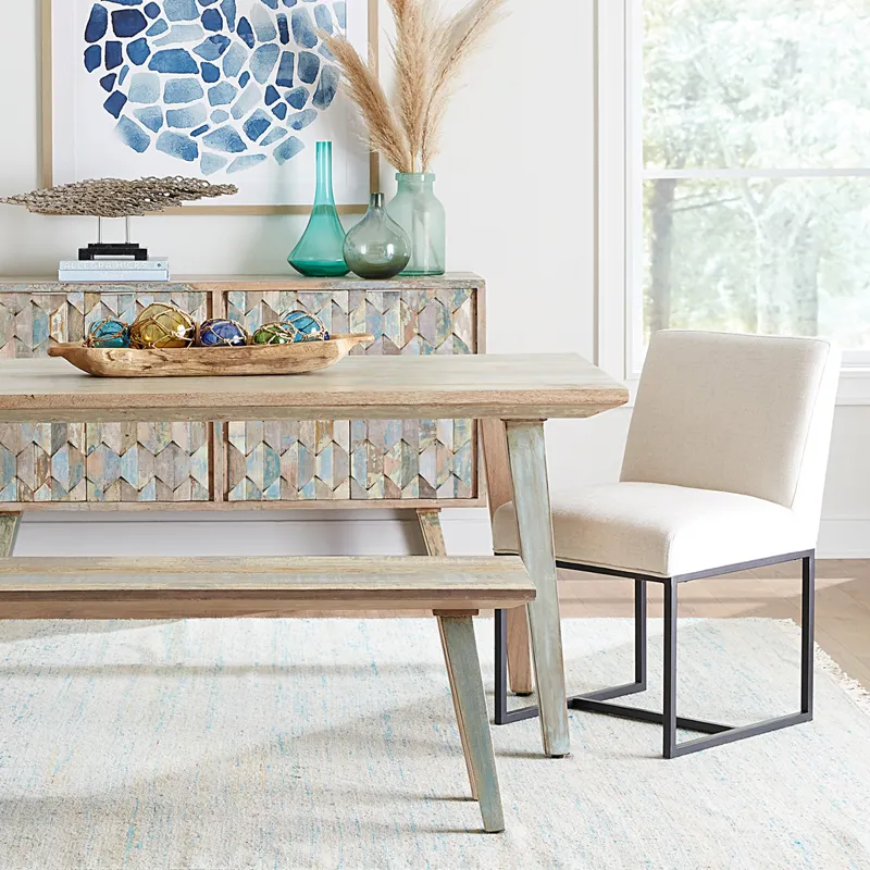 Ibiza 48" Bench in Vintage Teal Reclaimed Wood
