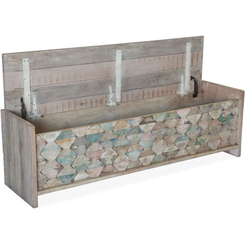 Ibiza Ibizia 60" Storage Bench in Vintage Teal Reclaimed Wood