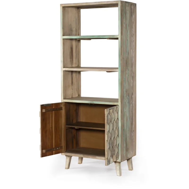 Ibiza 31" Bookshelf in Vintage Teal Reclaimed Wood