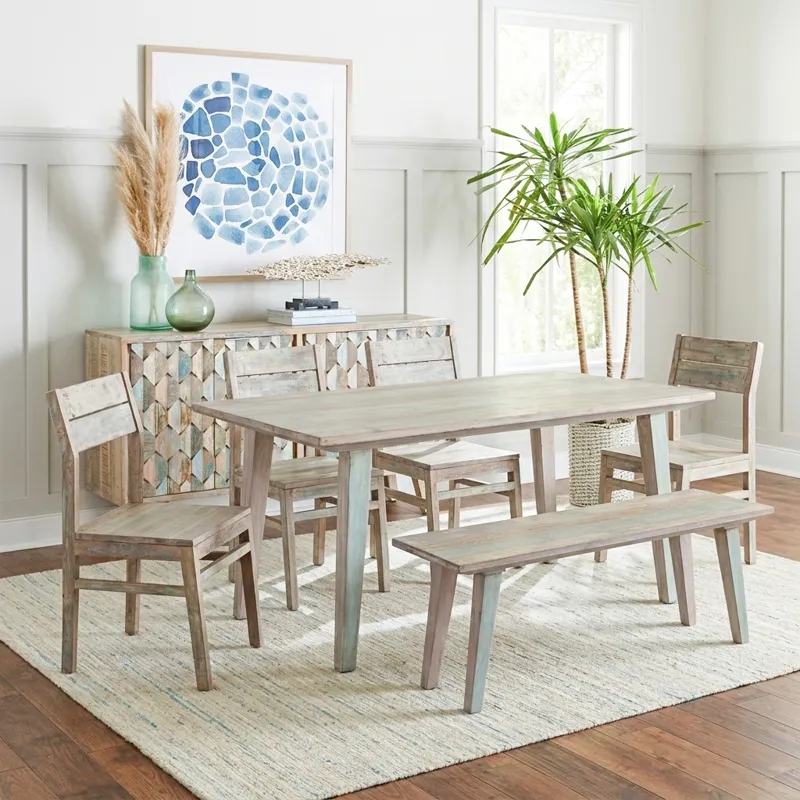 Ibiza Ibizia 66" Dining Table in Vintage Teal Reclaimed Wood