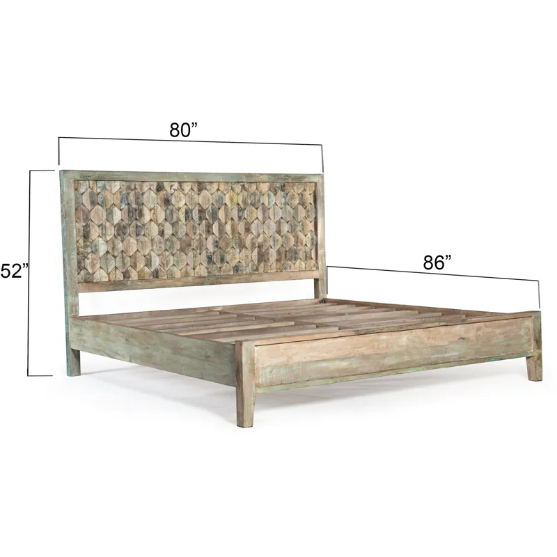 Ibiza King Bed in Vintage Teal Reclaimed Wood