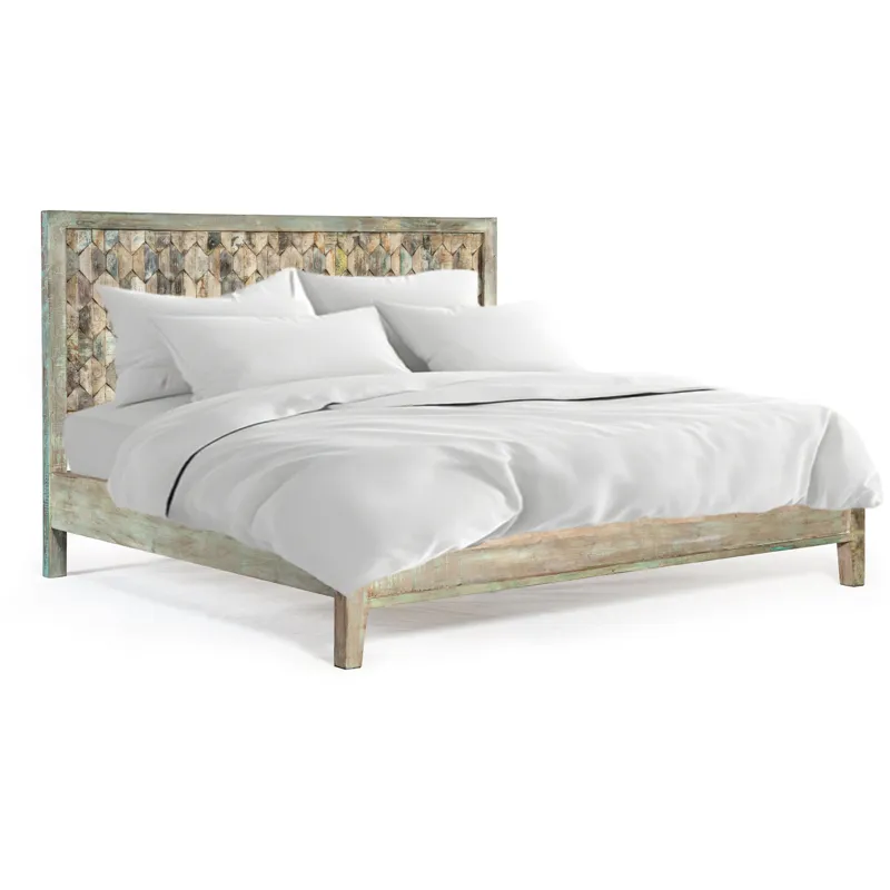 Ibiza King Bed in Vintage Teal Reclaimed Wood