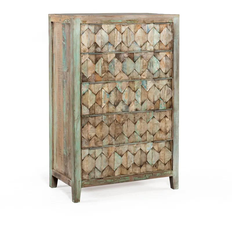 Ibiza 32" Tall Chest in Vintage Teal Reclaimed Wood