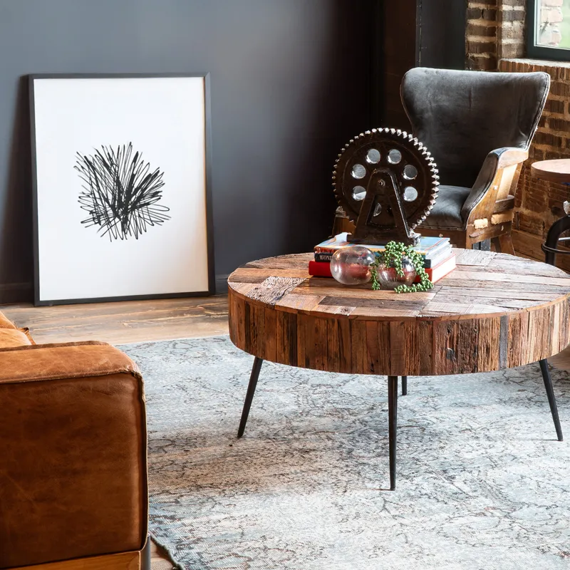 Jaipur 38" Round Coffee Table in Reclaimed Wood