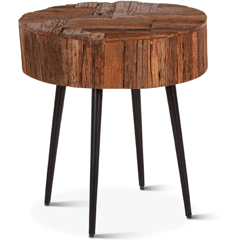 Jaipur 22" Round Side Table in Reclaimed Wood