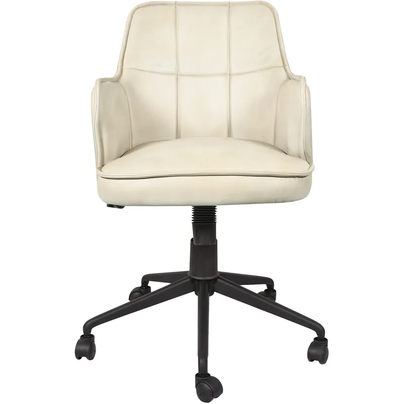 Kent Swivel Desk Chair in Antique Ivory Leather