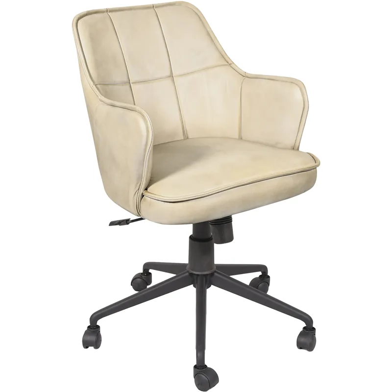 Kent Swivel Desk Chair in Antique Ivory Leather