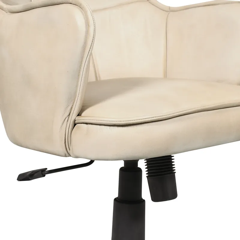 Kent Swivel Desk Chair in Antique Ivory Leather