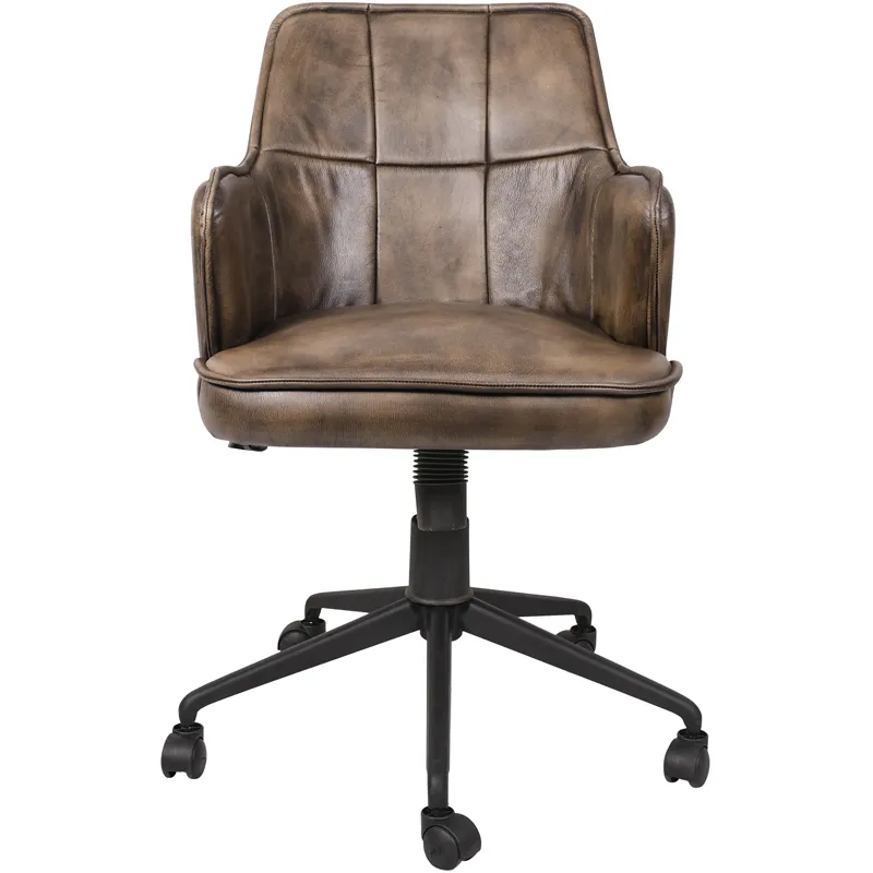 Kent Swivel Desk Chair in Antique Whiskey Leather