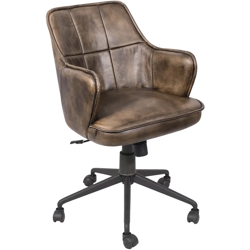 Kent Swivel Desk Chair in Antique Whiskey Leather