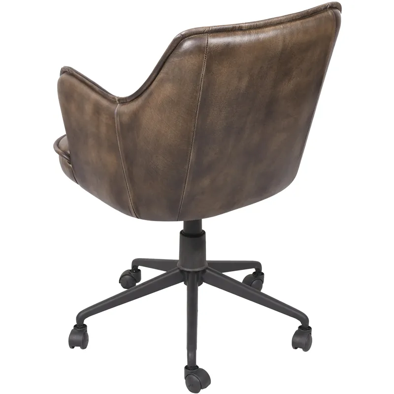 Kent Swivel Desk Chair in Antique Whiskey Leather