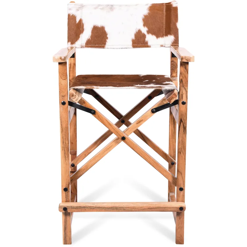 Leeds 23" Folding Counter Chair in Brown Hair on Hide