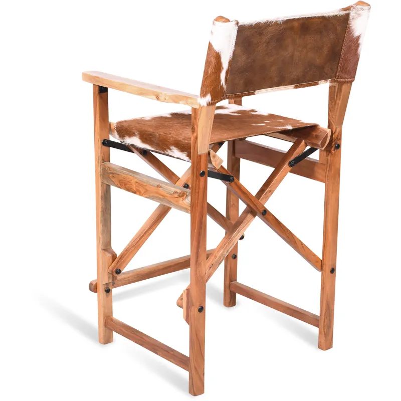 Leeds 23" Folding Counter Chair in Brown Hair on Hide