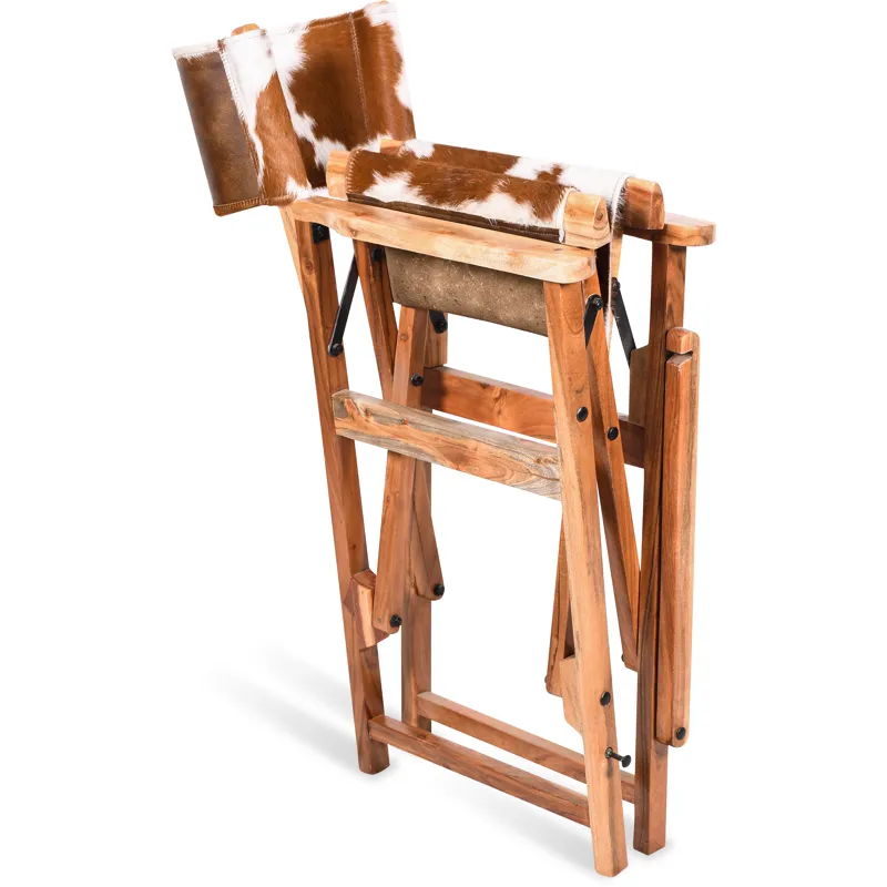 Leeds 23" Folding Counter Chair in Brown Hair on Hide