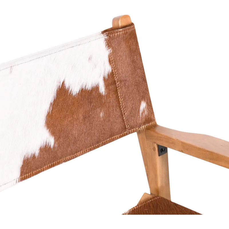 Leeds 23" Folding Counter Chair in Brown Hair on Hide
