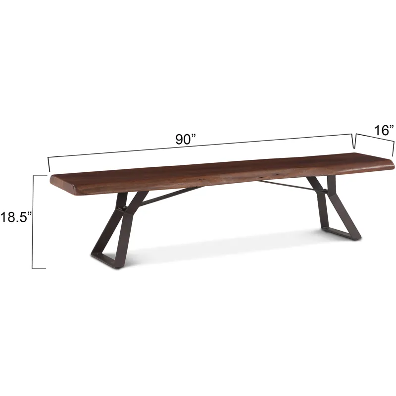 London Loft 90" Bench in Walnut