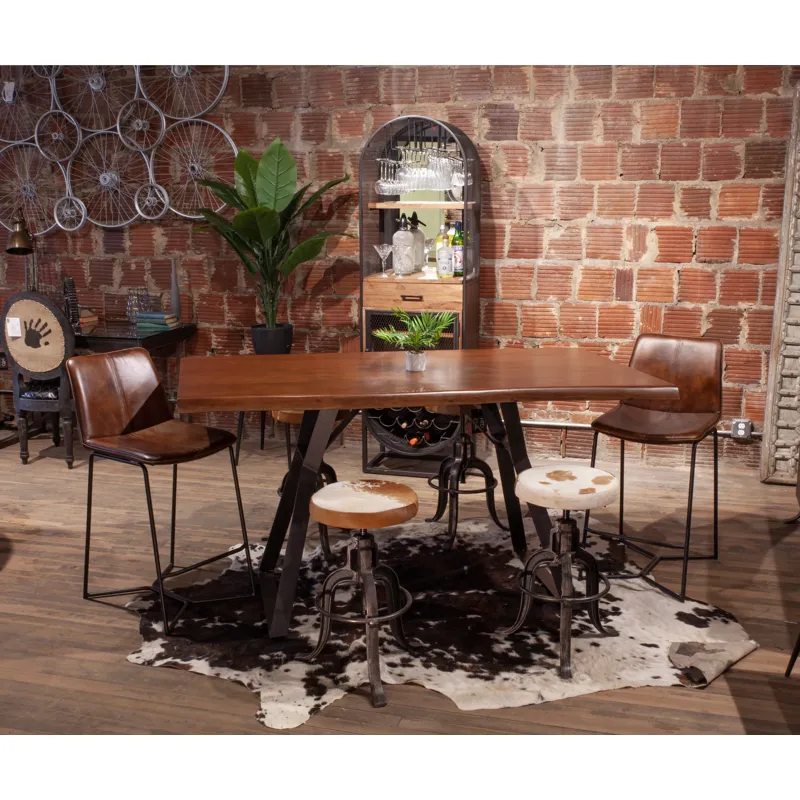 Wellington 13" Adjustable Stool in Brown Hair on Hide