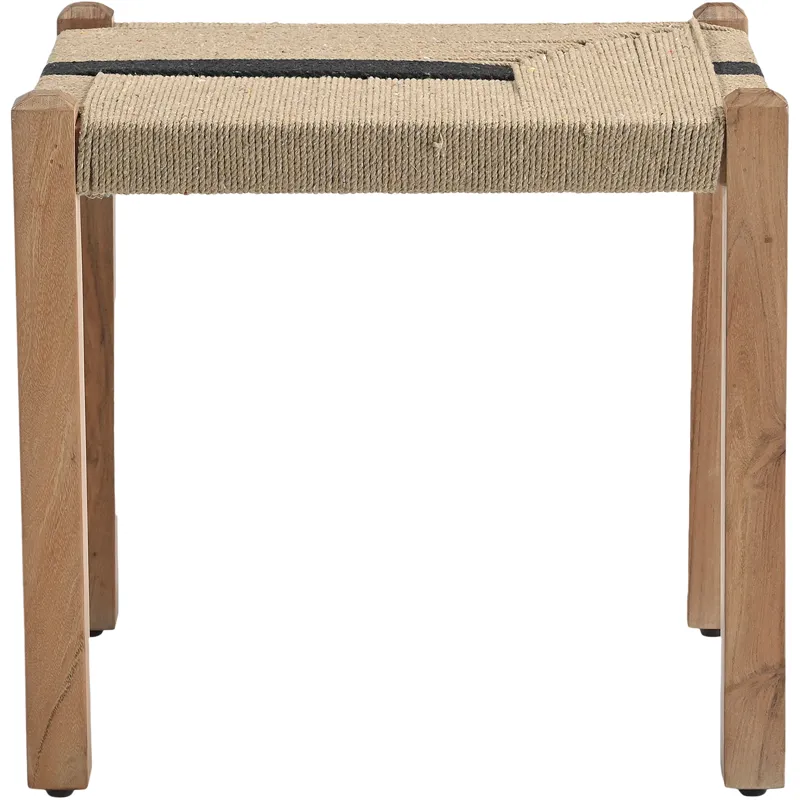 Manila 20" Ottoman Stool in Woven Natural and Black Rope