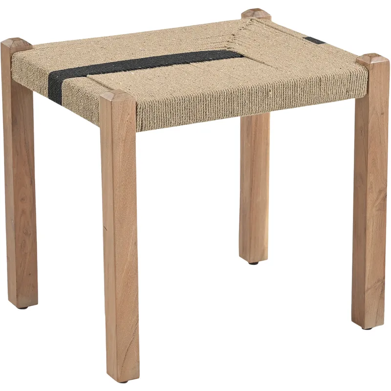 Manila 20" Ottoman Stool in Woven Natural and Black Rope