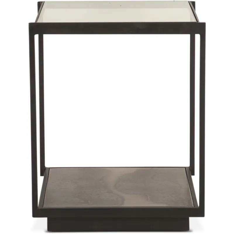 Moab 18" Side Table with Glass Top in Oxidized Black