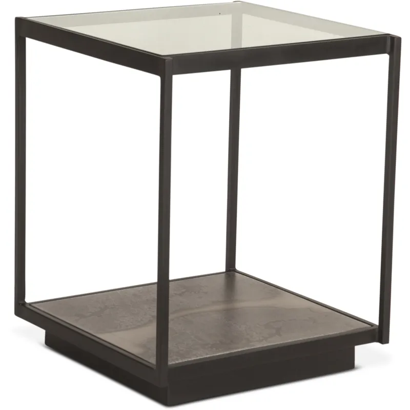 Moab 18" Side Table with Glass Top in Oxidized Black