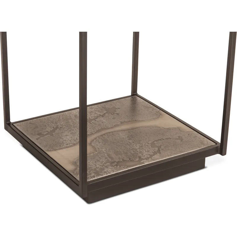 Moab 18" Side Table with Glass Top in Oxidized Black