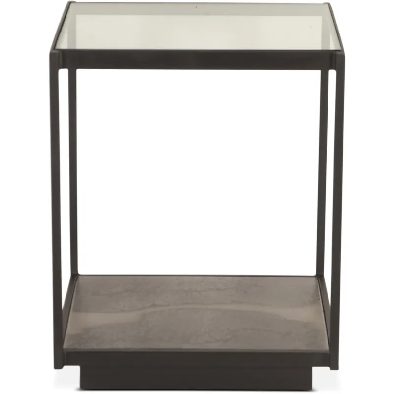 Moab 18" Side Table with Glass Top in Oxidized Black