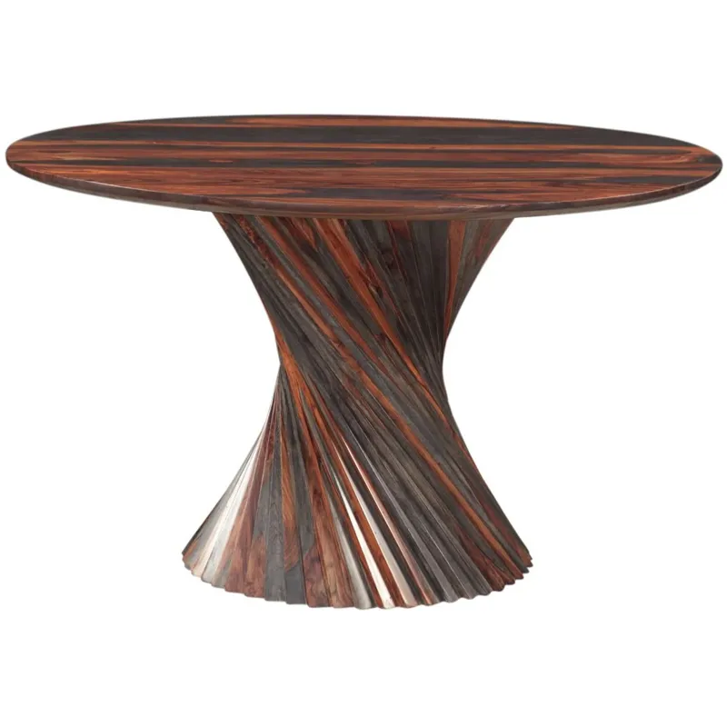 Meridian 48" Round Dining Table with Spiral Base in Capri Sheesham