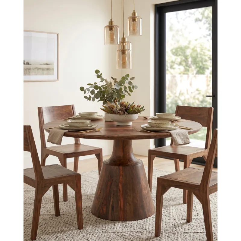 Miles 46" Round Dining in Brownstone