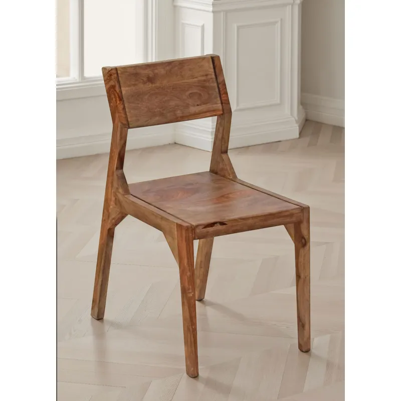 Miles Arlo Wood Dining Chair with Slanted Back in Brownstone