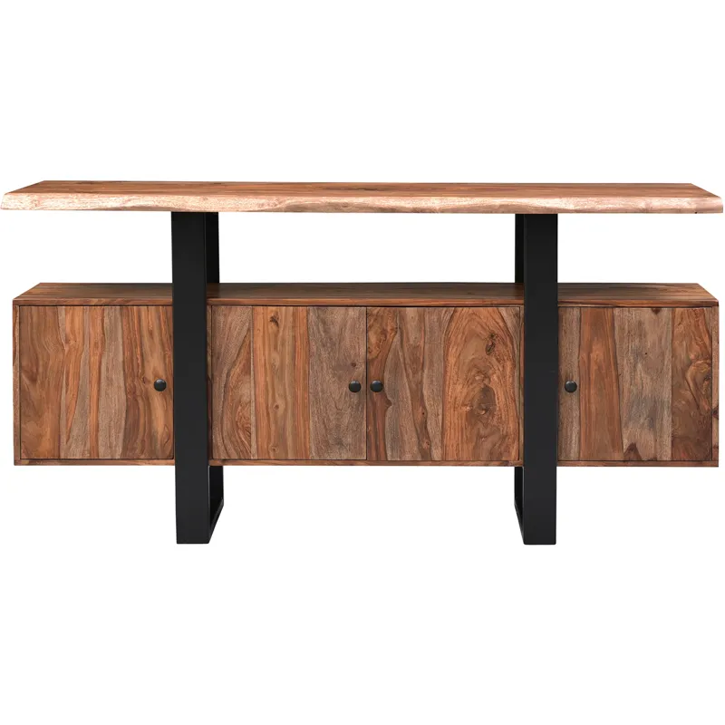 Miles 63" Live Edge Top Media Cabinet in Brownstone