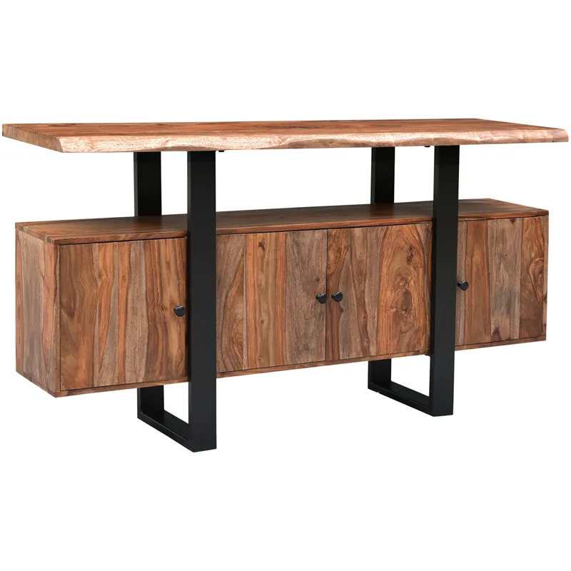 Miles 63" Live Edge Top Media Cabinet in Brownstone