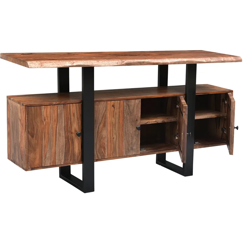 Miles 63" Live Edge Top Media Cabinet in Brownstone