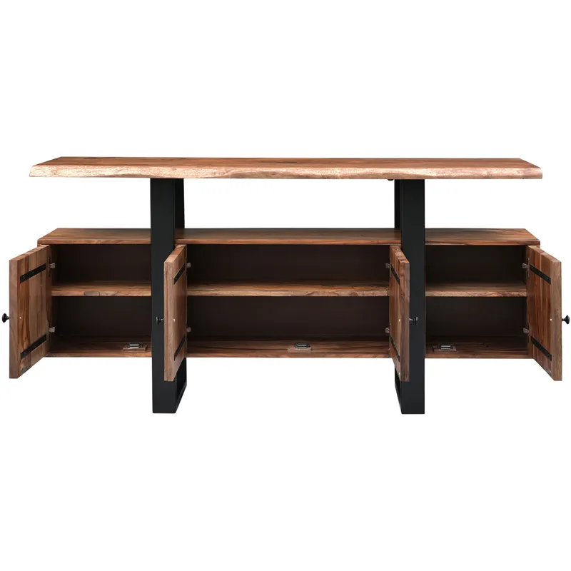 Miles 63" Live Edge Top Media Cabinet in Brownstone