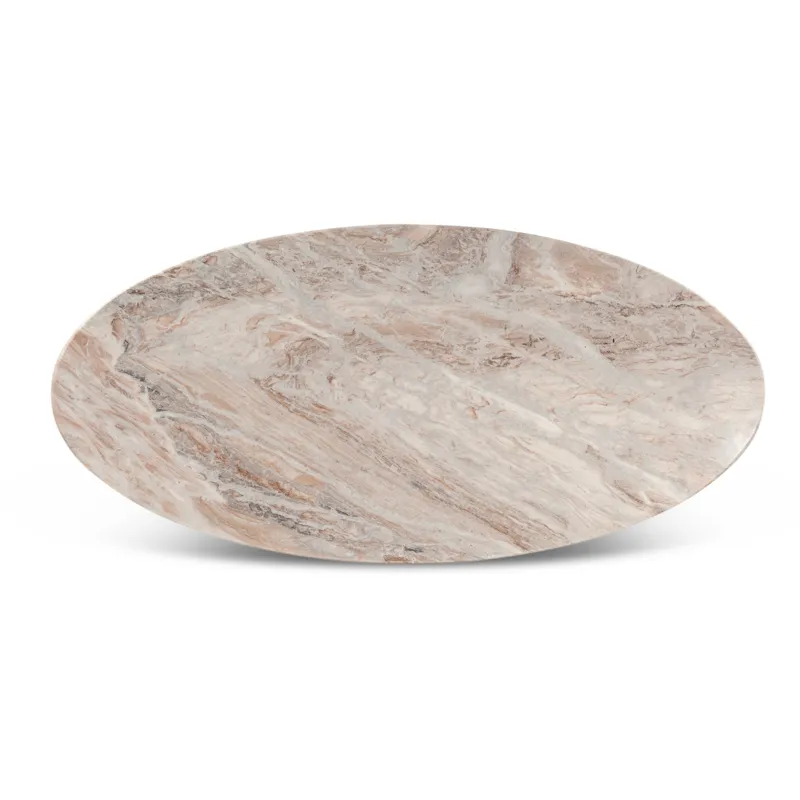 Malibu 90" Oval Dining Table in Sawar Marble with Antique Gold Base