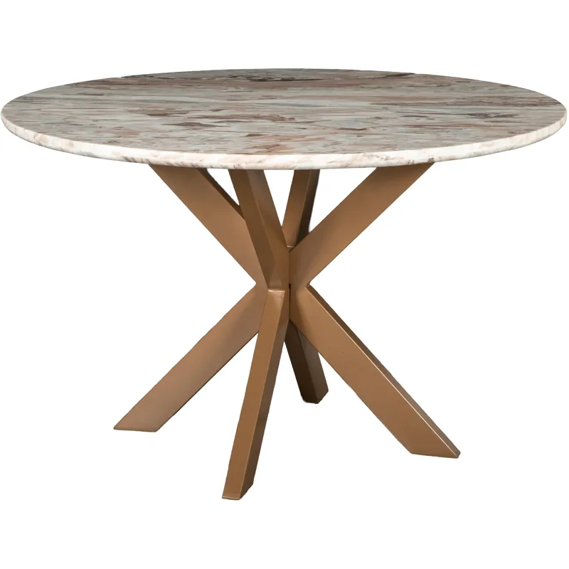 Malibu 48" Round Table in Sawar Marble with Antique Gold Base