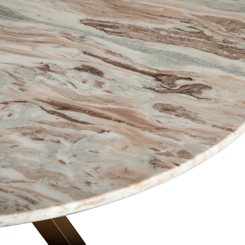 Malibu 48" Round Table in Sawar Marble with Antique Gold Base